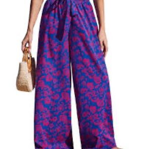 Cupshe Blue and Pink Wide Leg Pants